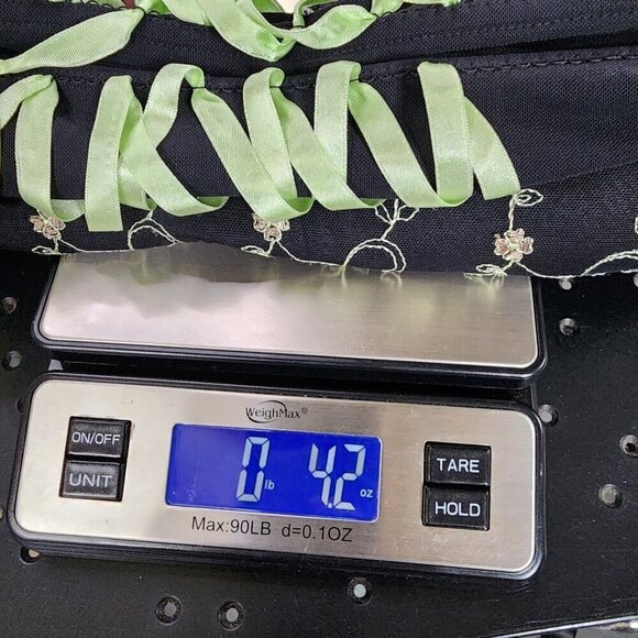 CACIQUE Embroidered Black Lime Green Coreset Lace Up Boning Size 14/16 - Picture 13 of 13